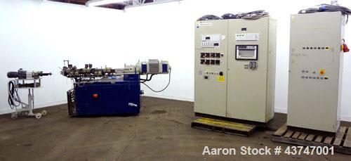 Used Werner Pfleiderer 30mm Twin Screw Extruder, Type ZSK 30 w 9/2. Co-Rotating intermeshing side by side screw design. Approximate 39 to 1 L/D ratio. 10 Barrel sections, (1) feed section, no hopper,...