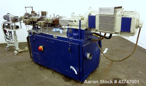 Used Werner Pfleiderer 30mm Twin Screw Extruder, Type ZSK 30 w 9/2. Co-Rotating intermeshing side by side screw design. Approximate 39 to 1 L/D ratio. 10 Barrel sections, (1) feed section, no hopper,...