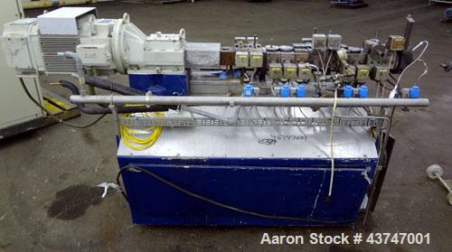 Used Werner Pfleiderer 30mm Twin Screw Extruder, Type ZSK 30 w 9/2. Co-Rotating intermeshing side by side screw design. Approximate 39 to 1 L/D ratio. 10 Barrel sections, (1) feed section, no hopper,...