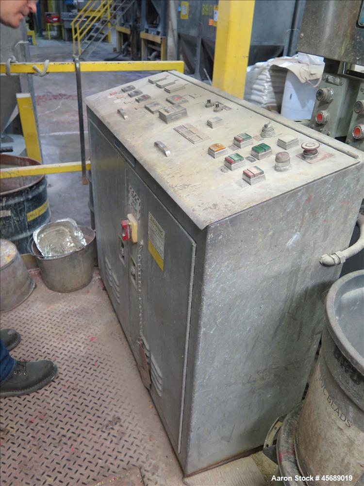 Used Werner &Pfleiderer 30mm Twin Screw Extruder, Model ZSK-30.  15 HP AC motor.  Includes; Schenck Accurate 602 Feeder, Baldor Drive, Newer PLC.  Controls and Drive Panel.  Built in 2000