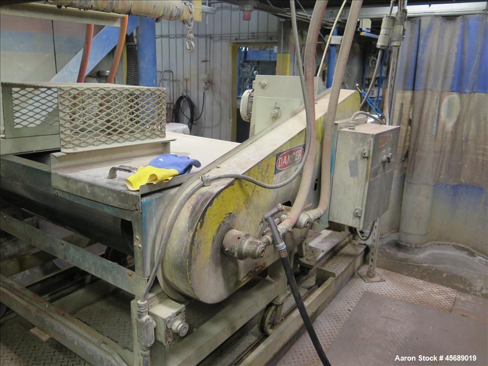 Used Werner &Pfleiderer 30mm Twin Screw Extruder, Model ZSK-30.  15 HP AC motor.  Includes; Schenck Accurate 602 Feeder, Baldor Drive, Newer PLC.  Controls and Drive Panel.  Built in 2000
