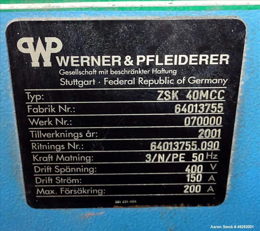 Used Coperion Werner & Pfleiderer Twin Screw Extruder