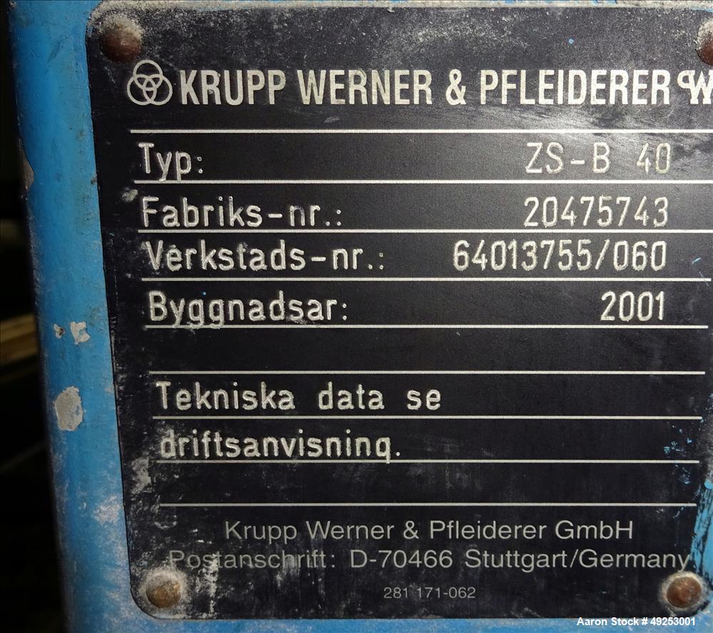 Used Coperion Werner & Pfleiderer Twin Screw Extruder