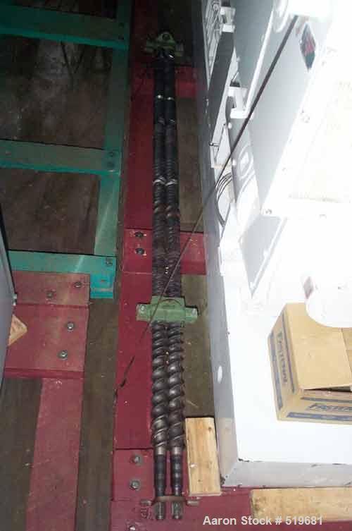 USED: Werner & Pfleiderer 57mm twin screw extruder with optional hightorque drive capable of a throughput rate of up to 350 kg (700 lbs)/hour depending on the product and process. Has 7 jacketed barr...