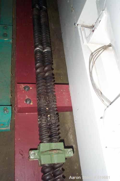 USED: Werner & Pfleiderer 57mm twin screw extruder with optional hightorque drive capable of a throughput rate of up to 350 kg (700 lbs)/hour depending on the product and process. Has 7 jacketed barr...