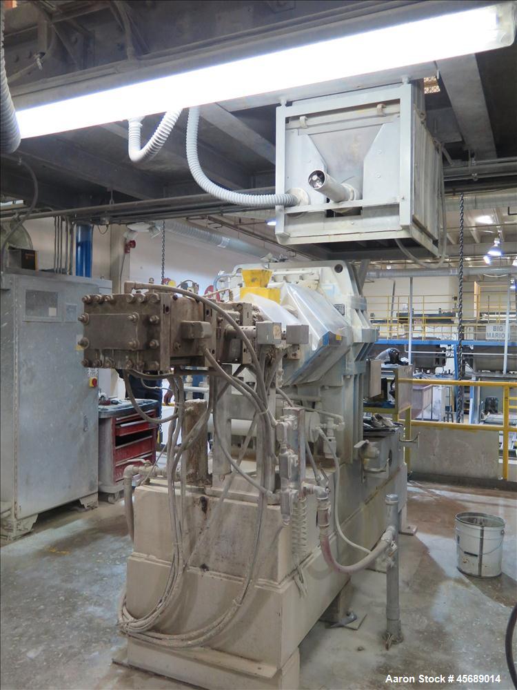 Used Werner & Pfleiderer 70mm Twin Screw Extruder, Model ZSK-70 SC.  New Baldor 150 HP AC motor,  Gearbox Rebuilt in 2011 by Coperion.  Includes; Schenck Accurate 902M Series Feeder, North American P...