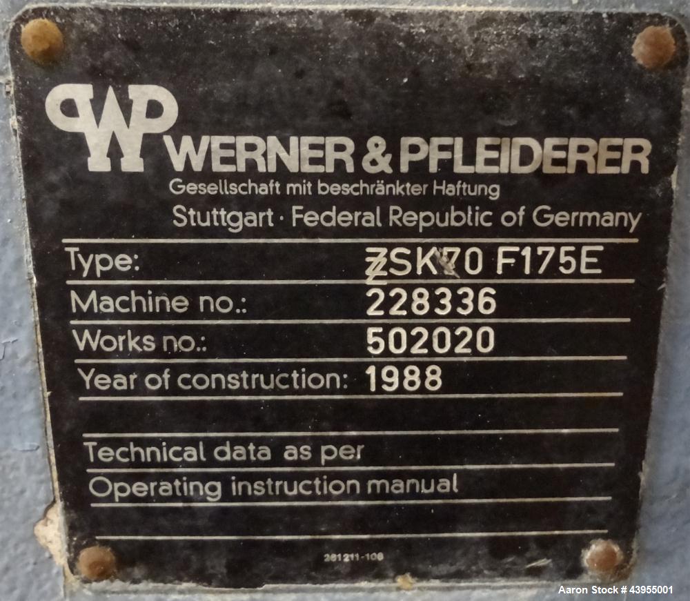 Used - Werner & Pfleiderer ZSK70 Underwater Pelletizing Line