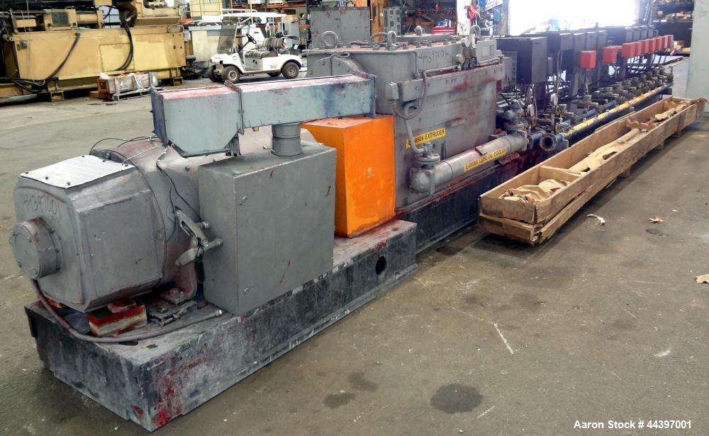 Used Werner & Pfleiderer 92mm Twin Screw Extruder, Type ZSK-92. Approximately 60 to 1 L/D ratio.  Co-rotating intermeshing side by side screw design.  14 Barrel sections, (1) feed section with a twin...