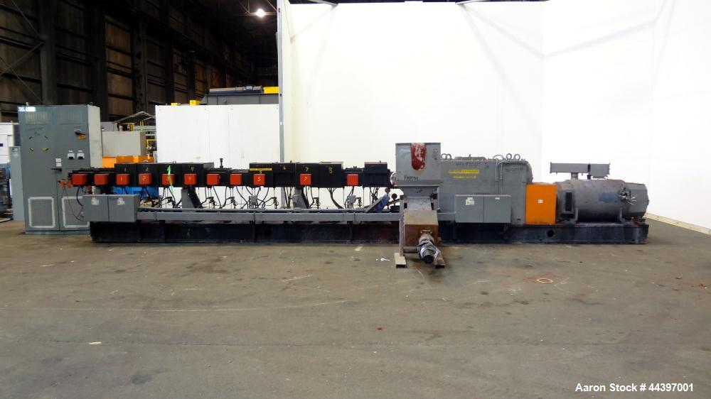Used Werner & Pfleiderer 92mm Twin Screw Extruder, Type ZSK-92. Approximately 60 to 1 L/D ratio.  Co-rotating intermeshing side by side screw design.  14 Barrel sections, (1) feed section with a twin...