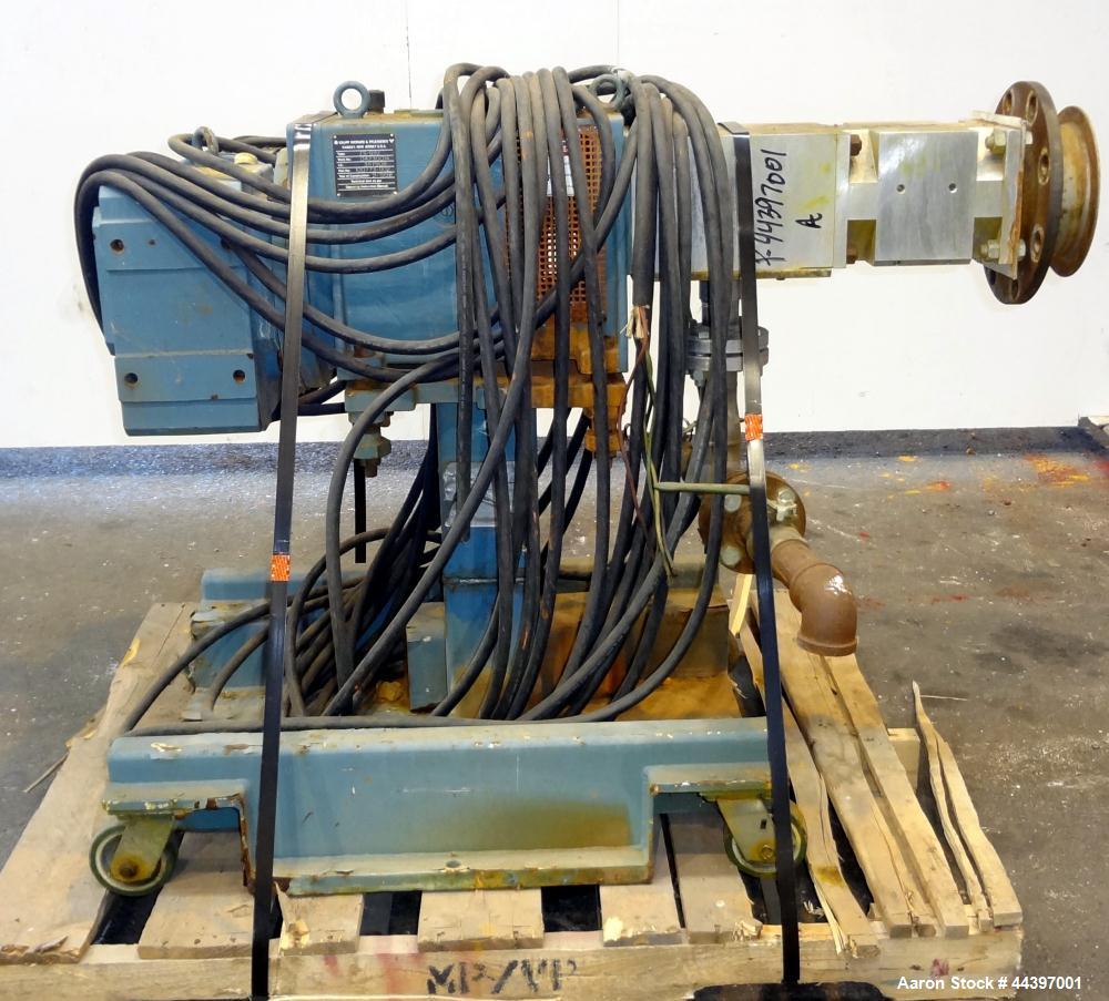 Used Werner & Pfleiderer 92mm Twin Screw Extruder, Type ZSK-92. Approximately 60 to 1 L/D ratio.  Co-rotating intermeshing side by side screw design.  14 Barrel sections, (1) feed section with a twin...