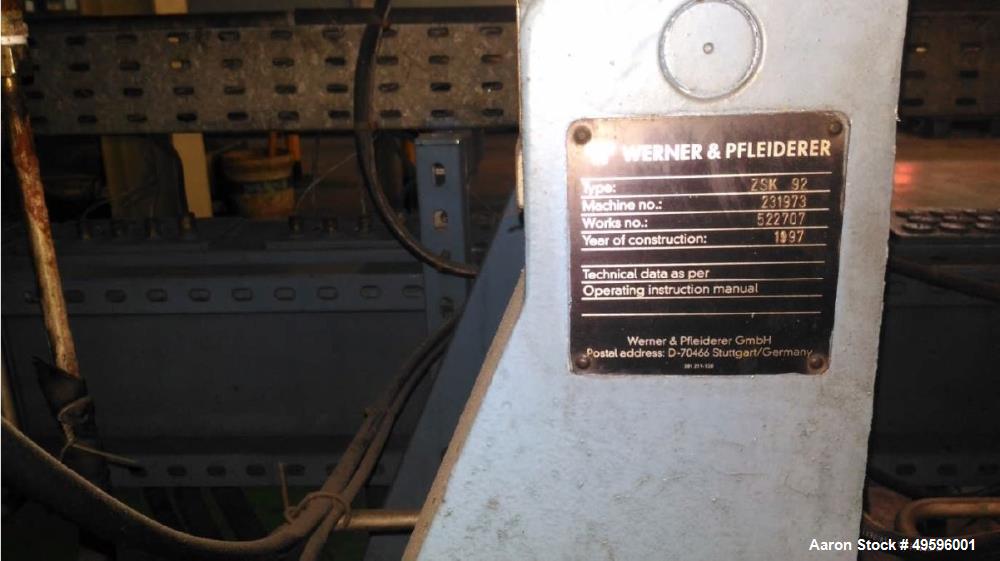 Used Werner & Pfleiderer Twin Screw Extruder. Model ZSK 92