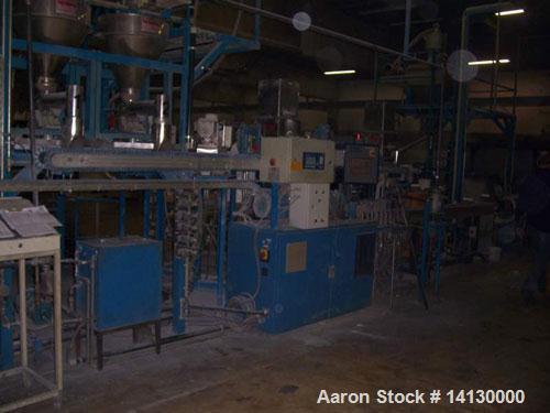 Used Coperion Werner Pfleiderer lab size twin screw extruder, type ZSK25WLE. 25 mm diameter screws, 40:1 L/D, co-rotating. 10 heating zones, electrically heated, water cooled, 1 vent port. Max screw ...