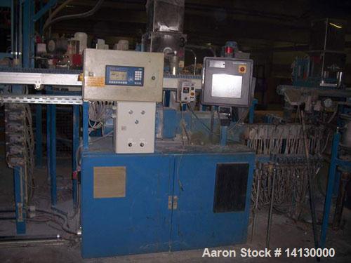 Used Coperion Werner Pfleiderer lab size twin screw extruder, type ZSK25WLE. 25 mm diameter screws, 40:1 L/D, co-rotating. 10 heating zones, electrically heated, water cooled, 1 vent port. Max screw ...