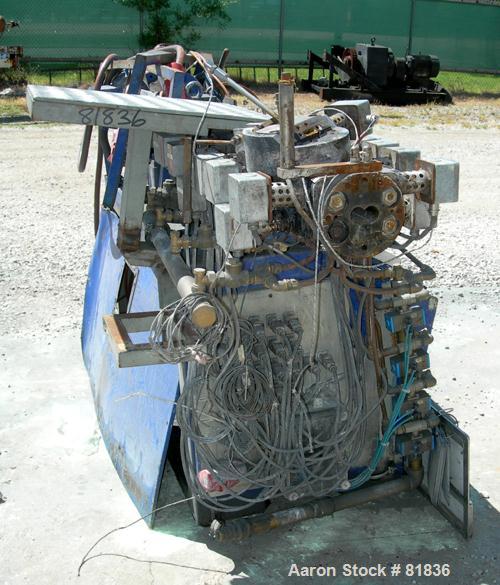 USED: Werner Pfleiderer lab size twin screw extruder. 30 mm screw diameter, model ZSK30M0/2P. Approx 30:1 L/D ratio. Co-rotating screw design. 9 zone electrically heated, water cooled barrel. Driven ...