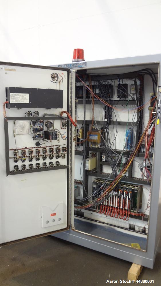 Used Werner & Pfleiderer 40mm Twin Screw Extruder, Type ZSK40F-32.5E. Approximate 40 to 1 L/D ratio. Co-Rotating intermeshing side by side screw design. 10 Barrel sections, with (1) feed section, (1)...