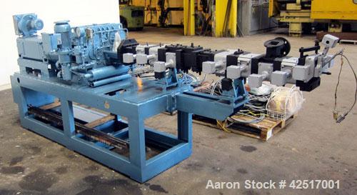 Used Werner Pfleiderer 40mm Twin Screw Extruder, Type ZSK40W32.5E. Co-Rotating intermeshing side by side screw design. Approximate 40 to 1 L/D ratio. 9 Barrel sections, (1) feed section, no hopper, e...
