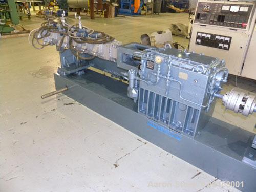 Used Werner Pfleiderer 57mm Twin Screw Extruder, Type ZSK57. Co-Rotating intermeshing side by side screw design. 7 Barrel sections, (1) feed section, no hopper, electrically heated, water cooled (no ...