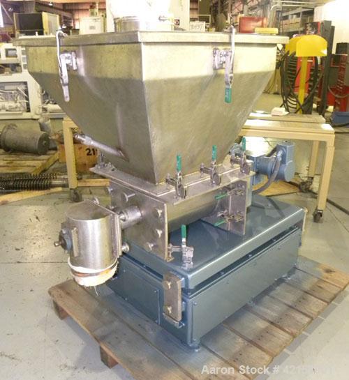 Used Werner Pfleiderer 57mm Twin Screw Extruder, Type ZSK57. Co-Rotating intermeshing side by side screw design. 7 Barrel sections, (1) feed section, no hopper, electrically heated, water cooled (no ...