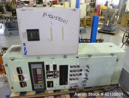 Used Werner Pfleiderer 57mm Twin Screw Extruder, Type ZSK57. Co-Rotating intermeshing side by side screw design. 7 Barrel sections, (1) feed section, no hopper, electrically heated, water cooled (no ...