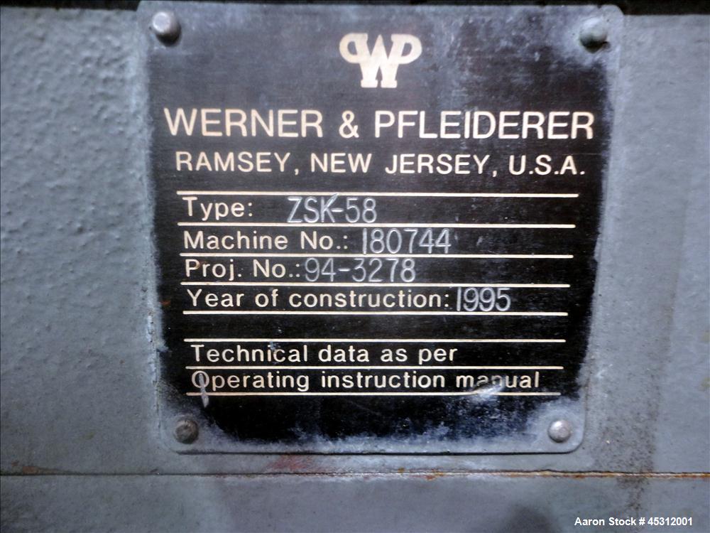 Used Werner Pfleiderer 58mm Co -Rotating Twin Screw Extruder, Model ZSK-58
