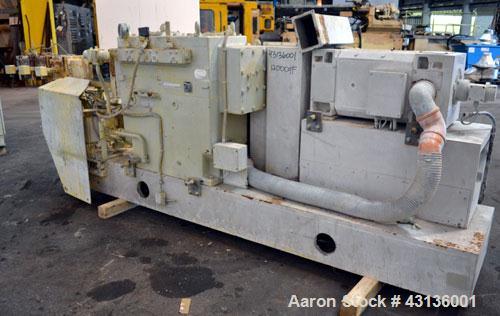 Used Werner & Pfleiderer 70mm Twin Screw Extruder, Type ZSK70F-175E. Approximate 18 to 1 L/D ratio. Approximate 40-1/2" centerline height. Co-Rotating intermeshing side by side screw design. Capacity...