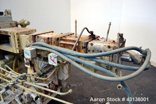 Used Werner & Pfleiderer 70mm Twin Screw Extruder, Type ZSK70F-175E. Approximate 18 to 1 L/D ratio. Approximate 40-1/2" centerline height. Co-Rotating intermeshing side by side screw design. Capacity...
