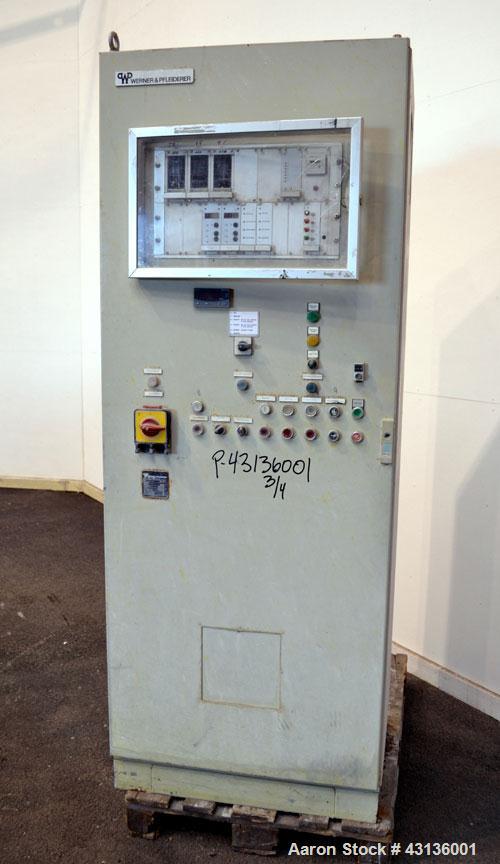 Used Werner & Pfleiderer 70mm Twin Screw Extruder, Type ZSK70F-175E. Approximate 18 to 1 L/D ratio. Approximate 40-1/2" centerline height. Co-Rotating intermeshing side by side screw design. Capacity...