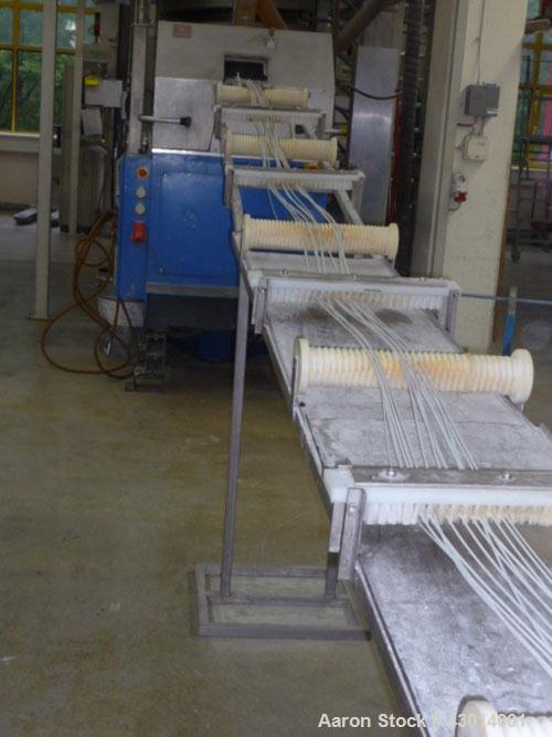 Used Berstoff Twin Screw Extruder, type ZE60A-33D, Co-rotating. Max screw speed 500 RPM via a Flender gearbox, ratio 5:1 by a 150KW/225HP-2500 RPM-380volt/50cycle/3Ph motor. incl. 2 x side feeder and...