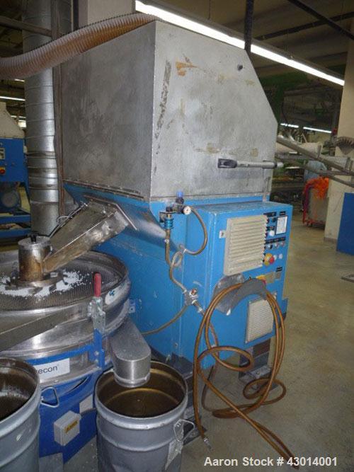 Used Berstoff Twin Screw Extruder, type ZE60A-33D, Co-rotating. Max screw speed 500 RPM via a Flender gearbox, ratio 5:1 by a 150KW/225HP-2500 RPM-380volt/50cycle/3Ph motor. incl. 2 x side feeder and...
