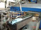 USED: APV 15MM lab size twin screw extruder, model MP2015. Co-rotating screw design. Electrically heated, water cooled barrel. Feed hopper with an accurate feeder. Driven by a 3/4 hp, 90 volt, 1725 r...