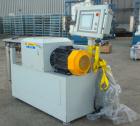 Used APV Twin Screw Extruder, 50mm screw diameter. Approximately 15 to 1 L/D ratio. Co-rotating screw design. Vented, electrically heated, water cooled barrel. (1) Feed section. Driven by an 18.5 kw ...