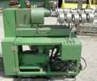 Used Berstorff 25mm Twin Screw Extruder, model ZE25. Co-rotating side by side screw design. Approximately 28 to 1 L/D ratio. 5 barrel sections, electrically heated, air cooled, 1 feed section. 46