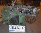 USED: Berstoff twin screw extruder, model ZE40. 40mm screw diameter, approx 40:1 L/D ratio, co-rotating screw design. 11 zone vented, electrically heated, air cooled barrel. Water cooled feed with ho...