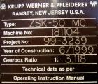 Used Krupp-Werner and Pfleiderer Mega-Compounder twin screw extruder, model ZSK-50MC. 50mm screw diameter. Co-rotating screw design. 6 barrel segments, 2 vented; 1 feed section, no hopper. Electrical...