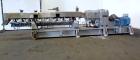 Used Leistritz 99.6mm Co-Rotating Twin Screw Extruder, Model ZSE100GL/40D, serial# 3141, built 2002. Approximately 40 to 1 L/D ratio. Electrically heated, water cooled. 9 Barrel zones, (1) top vented...