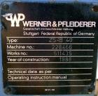 USED: Werner Pfleiderer twin screw side feeder, model ZSB-40. Unit requires 2 shafts and motor. Last used with a 58mm extruder. Mounted on a carbon steel stand. Built 1988.