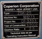 Used Coperion Werner Pfleiderer 25mm Twin Screw Extruder, Type ZSK-25. Manufactured New 2002. Approximate 40 to 1 L/D ratio. Co-Rotating intermeshing side by side screw design. 12 total Barrel sectio...