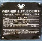 Used Werner Pfleiderer 57mm Twin Screw Extruder, Type ZSK57. Co-Rotating intermeshing side by side screw design. 7 Barrel sections, (1) feed section, no hopper, electrically heated, water cooled (no ...