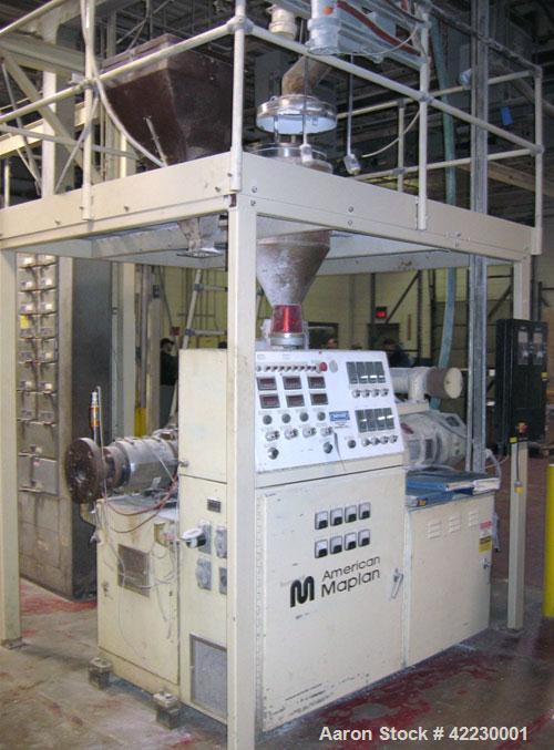 Used American Maplan 40mm Conical Counter-Rotating Twin Screw Extruder, model CON40