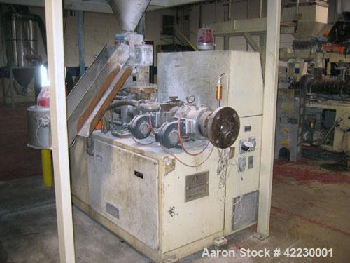 Used American Maplan 40mm Conical Counter-Rotating Twin Screw Extruder, model CON40