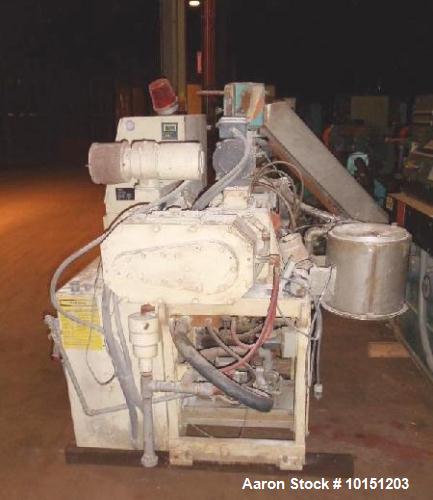 Used 40mm American Maplan Conical Counter Rotating Twin Screw Extruder, Model Con-40.  15 Hp DC motor with SCR. Electrically heated with 4 barrel zones and 3 die zones. Air cooled with hopper and 1 h...