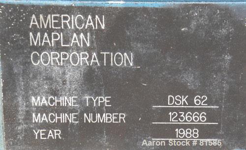 Used- American Maplan Approximate 62mm Counter-Rotating Twin Screw Extruder, Model DSK62. (2) 2.44" Diameter x 48" long inte...