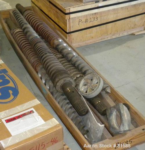Used American Maplan Approximate 62mm Counter-Rotating Twin Screw Extruder, Model DSK62. (2) 2.44" Diameter x 48" long intermeshing tapered screws. Electrically heated, water cooled 4 zone vented bar...