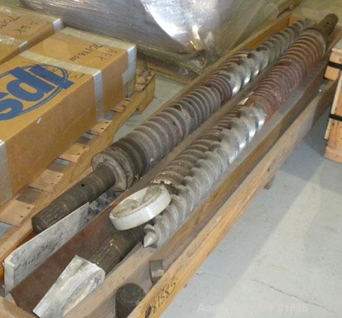 Used American Maplan Approximate 62mm Counter-Rotating Twin Screw Extruder, Model DSK62. (2) 2.44" Diameter x 48" long intermeshing tapered screws. Electrically heated, water cooled 4 zone vented bar...