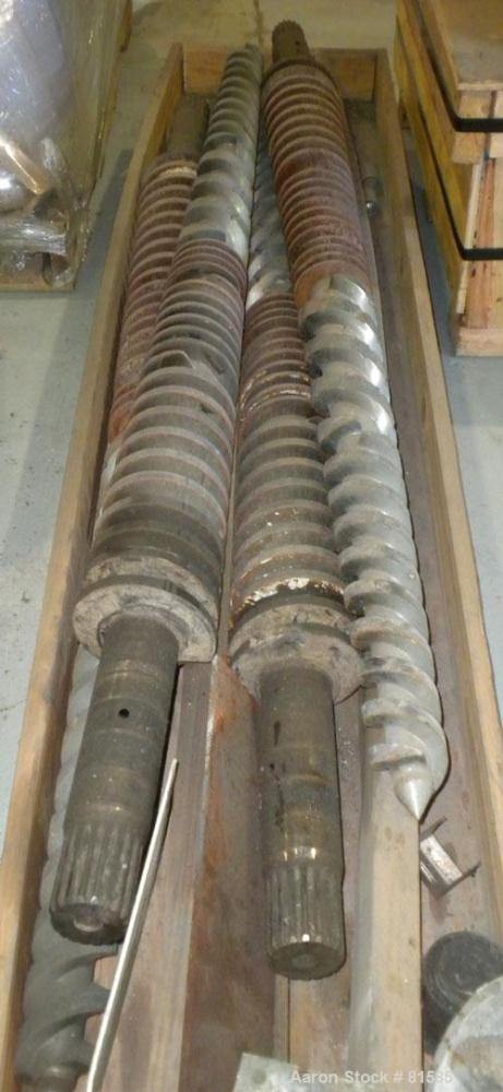 Used American Maplan Approximate 62mm Counter-Rotating Twin Screw Extruder, Model DSK62. (2) 2.44" Diameter x 48" long intermeshing tapered screws. Electrically heated, water cooled 4 zone vented bar...