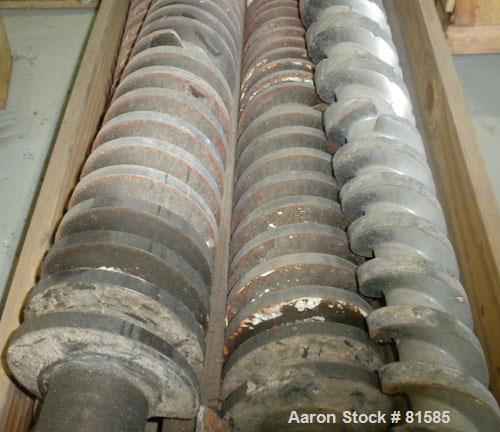 Used American Maplan Approximate 62mm Counter-Rotating Twin Screw Extruder, Model DSK62. (2) 2.44" Diameter x 48" long intermeshing tapered screws. Electrically heated, water cooled 4 zone vented bar...