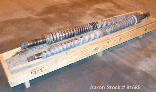Used American Maplan Approximate 62mm Counter-Rotating Twin Screw Extruder, Model DSK62. (2) 2.44" Diameter x 48" long intermeshing tapered screws. Electrically heated, water cooled 4 zone vented bar...