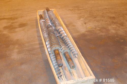 Used American Maplan Approximate 62mm Counter-Rotating Twin Screw Extruder, Model DSK62. (2) 2.44" Diameter x 48" long intermeshing tapered screws. Electrically heated, water cooled 4 zone vented bar...