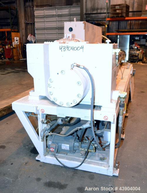 Used American Maplan 110 mm Counter-Rotating Twin Screw Extruder, Model TS-110. Approximately 26 to 1 L/D ratio. Top vented barrel with electrically heated 1 and 2 barrel zones, zones 3, 4, and 5 off...