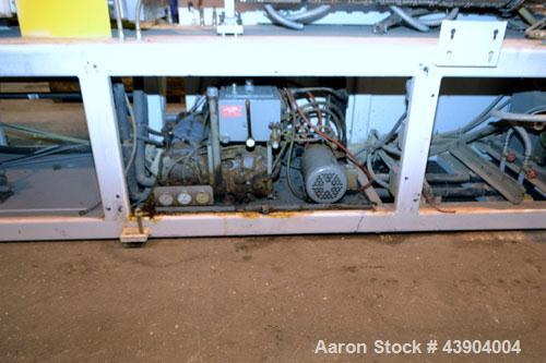 Used American Maplan 110 mm Counter-Rotating Twin Screw Extruder, Model TS-110. Approximately 26 to 1 L/D ratio. Top vented barrel with electrically heated 1 and 2 barrel zones, zones 3, 4, and 5 off...
